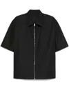 Givenchy Pointed Collar Short-sleeve Zipped Shirt In Black
