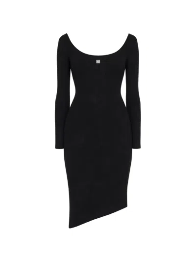 Givenchy 4g Asymmetric Midi Dress In Black