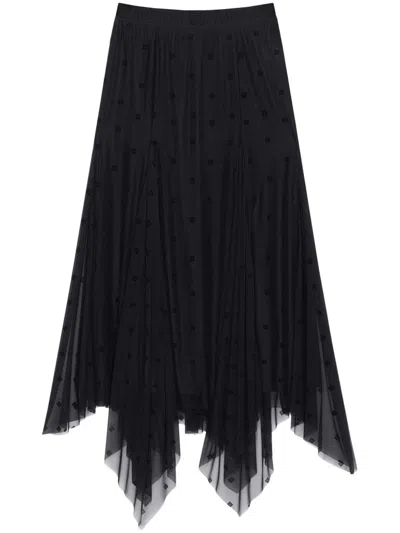 Givenchy Asymmetric Skirt In 4g Tulle In Black