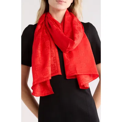Givenchy 4g Baroque Silk Jacquard Skinny Scarf In Red
