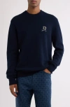Givenchy Sweater In Wool Cashmere And Crystals With 4g Detail In Dark Blue