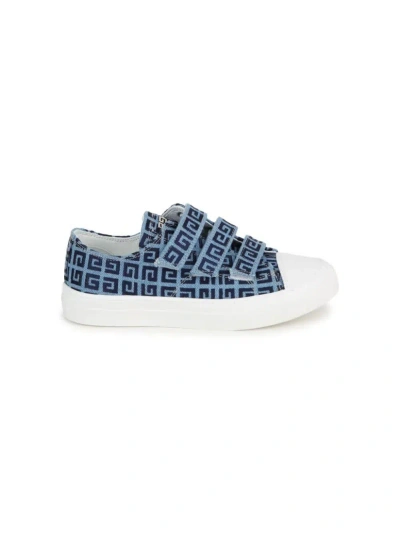 Givenchy Kids' 4g Blue Denim Sneakers