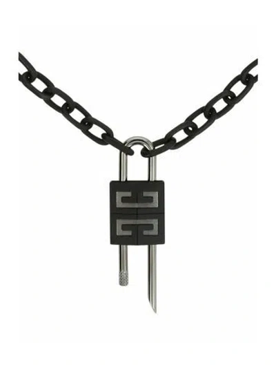 Pre-owned Givenchy 4g Brass Pendant Necklace, 10" In Black