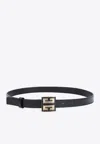 Givenchy 4g Logo Square Buckle Leather Belt In Blue