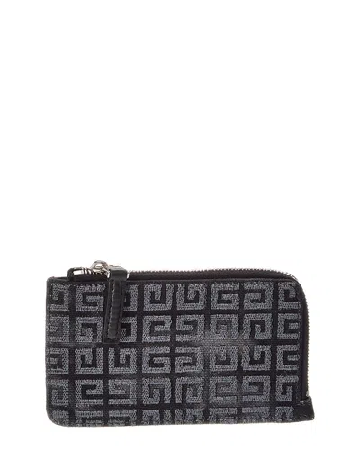 Givenchy 4g Canvas & Leather Card Holder In Black