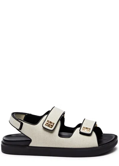 Givenchy 4g Canvas Sandals In Beige