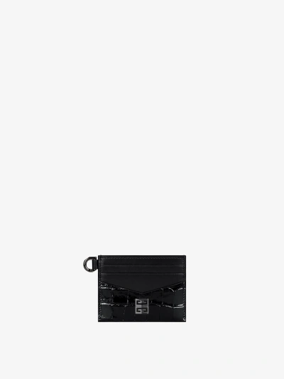 Givenchy 4g Card Holder In Crocodile Effect Leather In Black