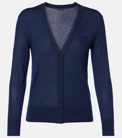 Givenchy Cardigan 4g Aus Kaschmir Und Seide In Blau