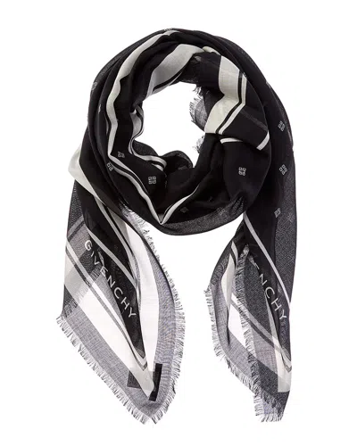 Givenchy 4g Cashmere & Silk-blend Scarf In Black