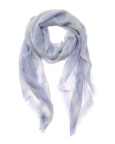 Givenchy 4g Cashmere & Silk-blend Scarf In Blue