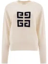 Givenchy White Crewneck Sweater With 4g Logo On The Front In Cashmere Woman In Weiss