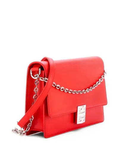 Pre-owned Givenchy 4g Chain Leather Medium Crossbody Bag In Red