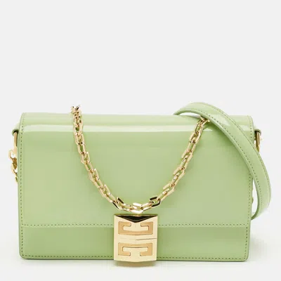 Pre-owned Givenchy 4g Chain Light Green Patent Leather Shoulder Bag