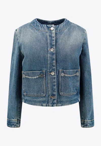 Givenchy Chain-detailed Denim Jacket In Blue