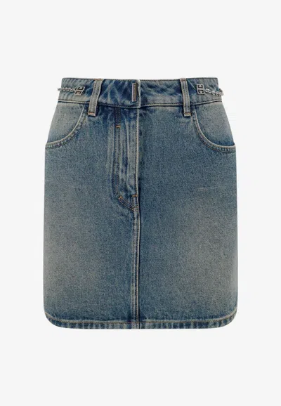 GIVENCHY 4G CHAIN MINI DENIM SKIRT