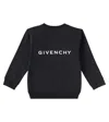 Givenchy Black Crewneck Sweatshirt With Contrasting Logo Print In Cotton Blend Boy In Black