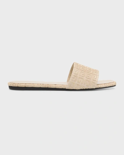 Givenchy 4g Cotton Flat Slide Sandals In Dusty Gold