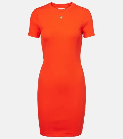 Givenchy Dress In Cotton With 4g Liquid Detail In Orange