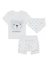Givenchy 4g Cotton Short Set (set Of Three) In White