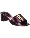 Givenchy 4g Croc-embossed Leather Sandal In Burgundy