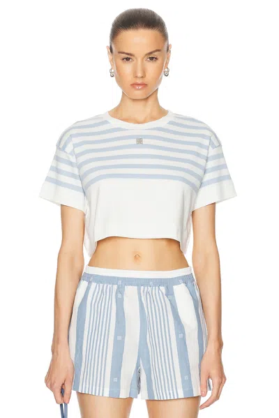 Givenchy 4g Cropped T-shirt In White & Light Blue