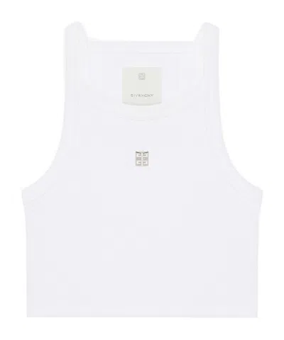 Givenchy Women's Cropped Tank Top In Cotton With 4g Detail In White
