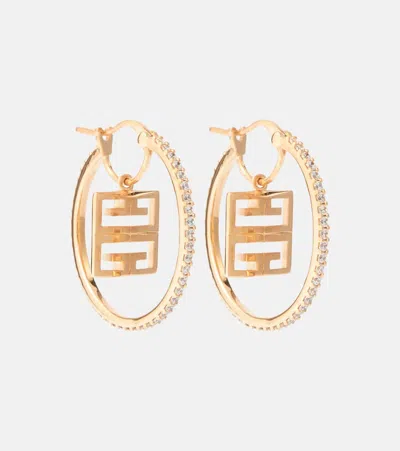 Givenchy 4g Crystal-embellished Hoop Earrings In Rose Gold