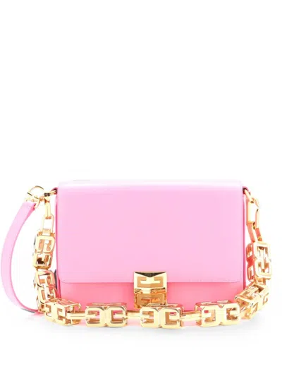 Pre-owned Givenchy 4g Cube Chain Shoulder Bag Leather Medium Crossbody Bag In Pink