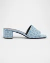 Givenchy Block Heel Sandals Patterned Fabric In Medium Blue