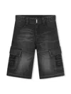 Givenchy 4g-motif Denim Cargo Shorts In Black