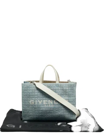 Pre-owned Givenchy 4g Denim Leather Medium Tote Bag In Blue
