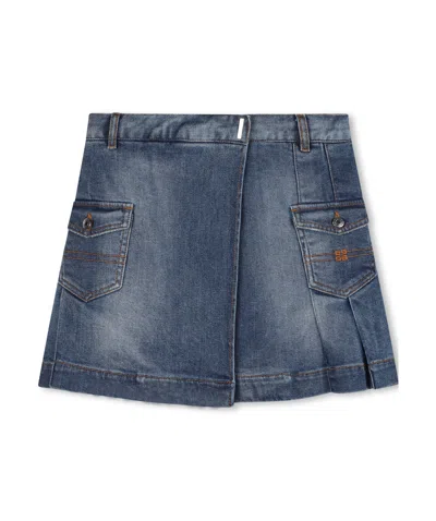 Givenchy 4g Denim Skirt In Blue