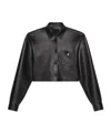 Givenchy Cropped Shirt In Leather With 4g Detail In Black