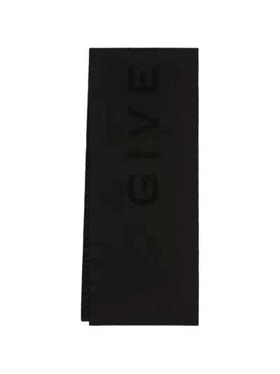 Givenchy 4g Double Sided Scarf In Wool Cashmere In Black