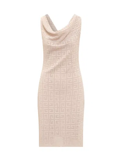 Givenchy Draped Dress In 4g Jacquard In Blush Pink
