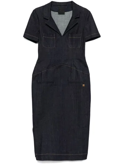 Givenchy Lapel Collar Denim Dress With Front Pockets In Blue