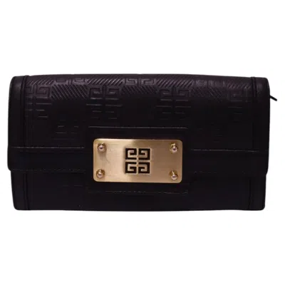 Pre-owned Givenchy 4g Embossed Black Leather Continental Wallet