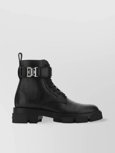GIVENCHY 4G-EMBOSSED LEATHER ANKLE BOOTS