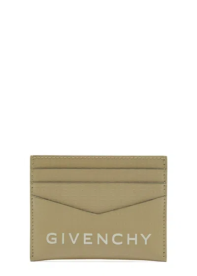 Givenchy 4g-embossed Leather Card Holder In Khaki