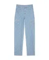Givenchy 4g-embossed Logo-plaque Wide-leg Jeans In Blue