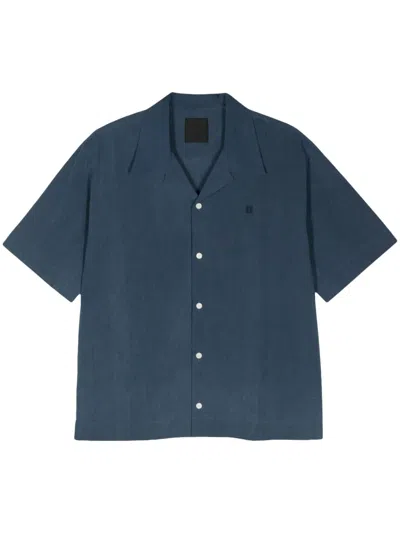 Givenchy 4g-embroidered Chambray Shirt In Blue
