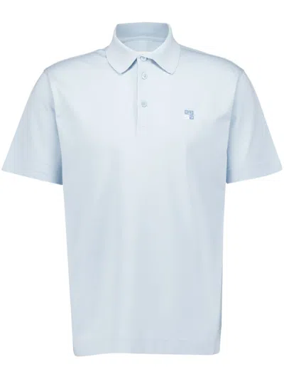Givenchy 4g-embroidered Cotton Polo Shirt In Blue