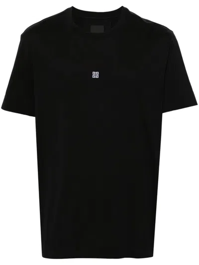 Givenchy 4g-embroidered Cotton T-shirt In Black
