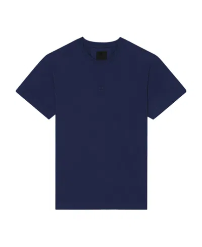 Givenchy Slim Fit T-shirt In Cotton With 4g Embroidery In Navy