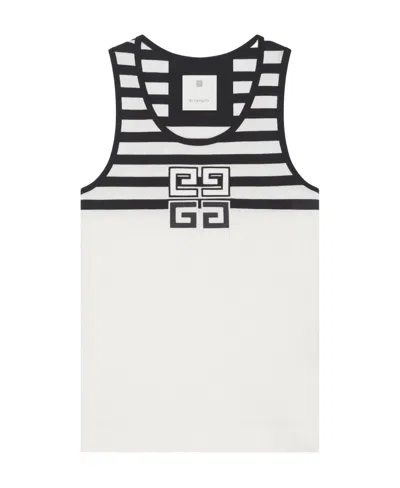Givenchy 4g Slim Fit Tank Top In Cotton With Stripes In White
