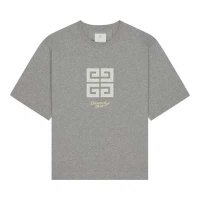 Pre-owned Givenchy 4g Embroidered Crewneck T-shirt 'light Grey Melange' | Men's Size Xxl