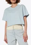 Givenchy 4g Embroidered Cropped T-shirt In Light Blue