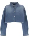 GIVENCHY GIVENCHY 4G EMBROIDERED DENIM CROPPED SHIRT