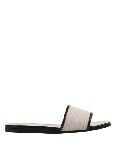 Givenchy 4g Embroidered Flat Slides In White And Black