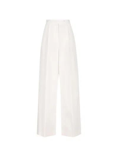 Givenchy Womens White Pleated Two-slip-pockets Wide-leg High-rise Cotton Trousers